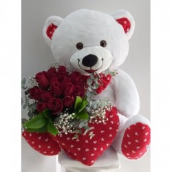 Teddy Bear and Roses for Valentine
