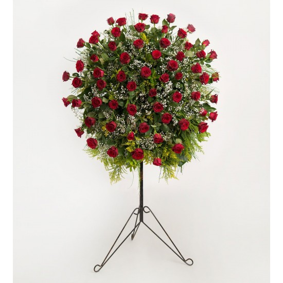 Wrought Iron Arrangement Made of Red Roses
