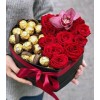 13 Red Roses And 15 Chocolates In The Heart Box
