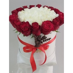 Red and White Roses in a Box