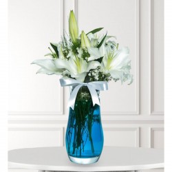 Arrangement of Lilies - in a Paşabahçe Vase