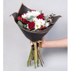 Symbol of Love Red Roses and White Daisies Flower Bouquet