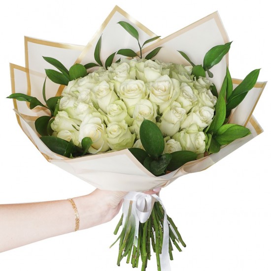 35 White Roses Bouquet